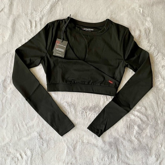 N:Philanthropy Roxbury Black Cutout Long Sleeve Crop Top XS - Picture 5 of 11